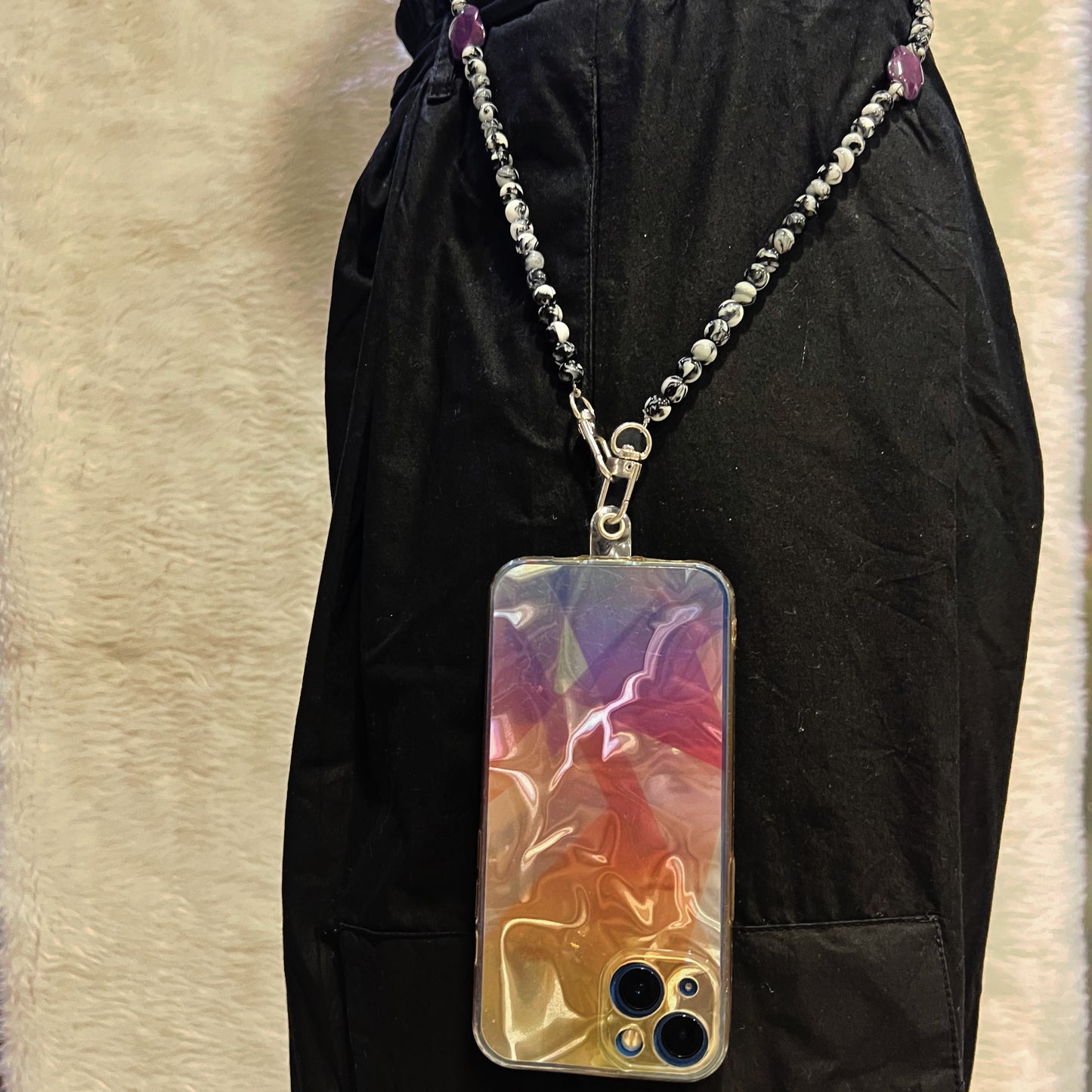NIGHT MARBLE PHONE CROSS BODY CHAIN