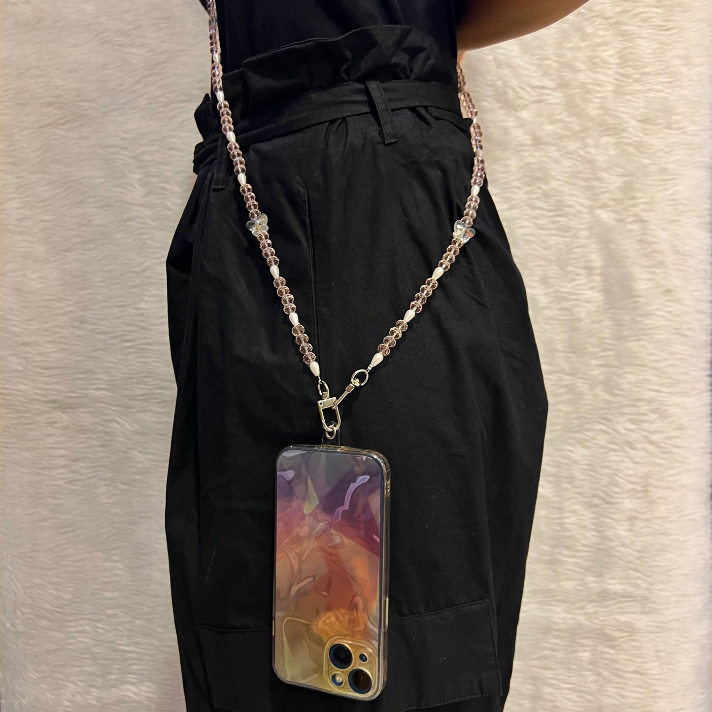BABY PINK PHONE CROSS BODY CHAIN