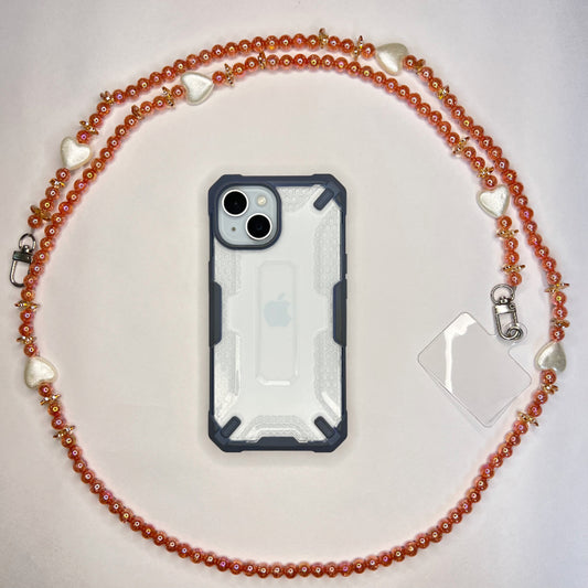 TANGERINE ORANGE HEART PHONE CROSS BODY CHAIN