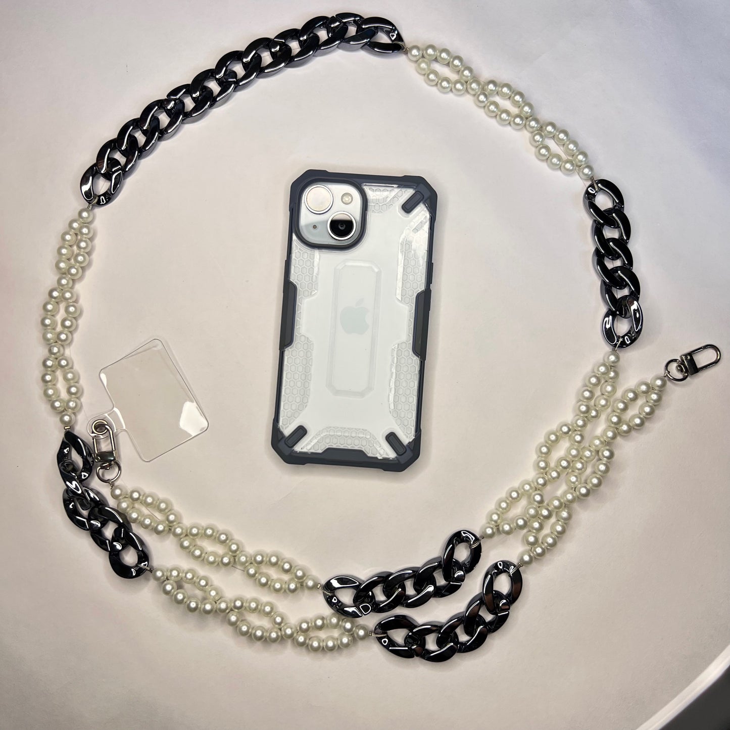BLACK LINKS PHONE CROSS BODY CHAIN
