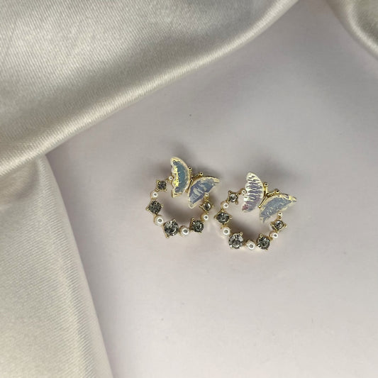 WHITE BUTTERFLY EARRINGS