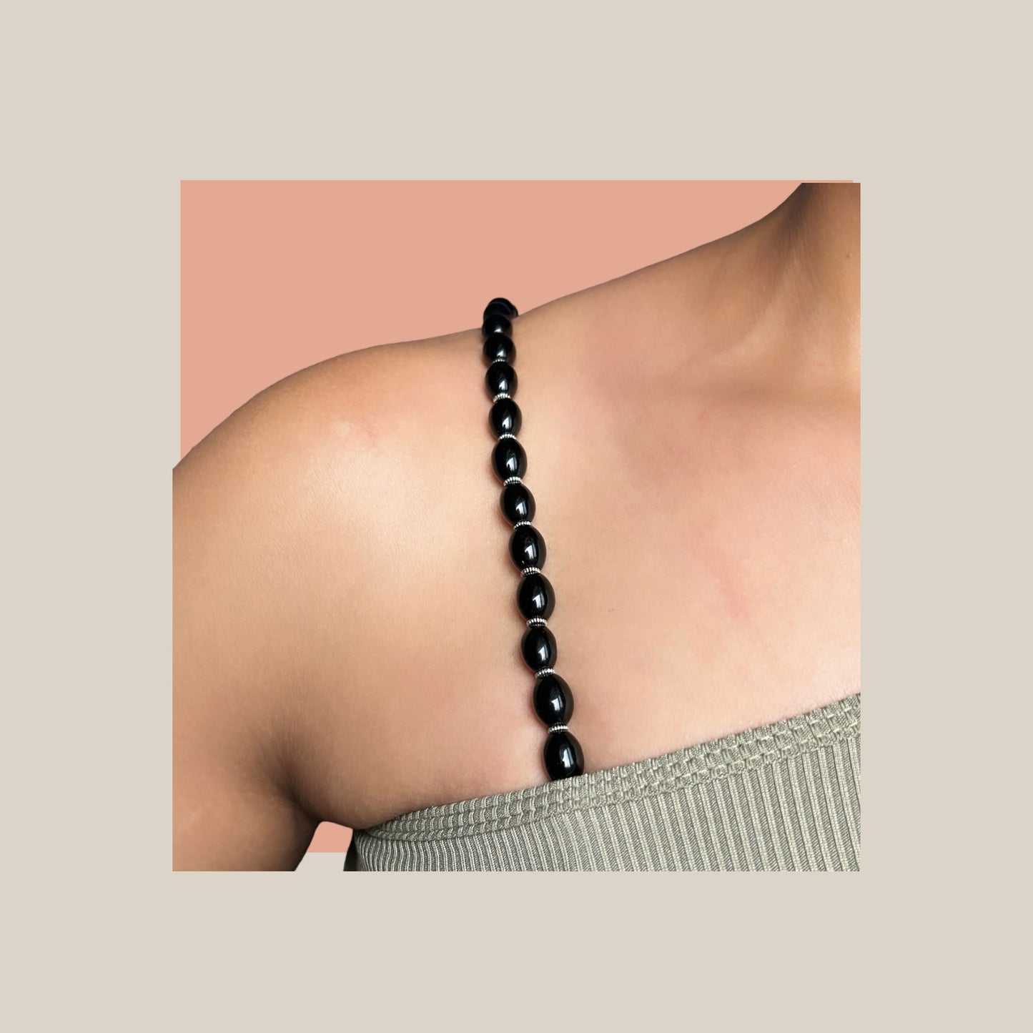 BLACK DROP BEADED BRA STRAP