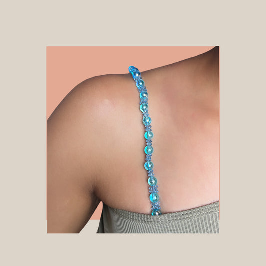 SKY BLUE BEADED BRA STRAP
