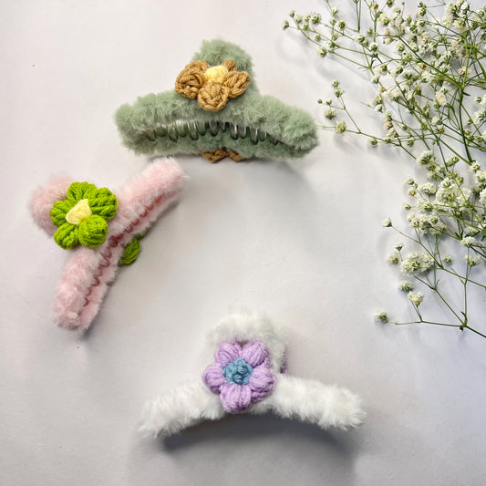VELVET FLORA CLAW CLIPS (PACK OF 3)
