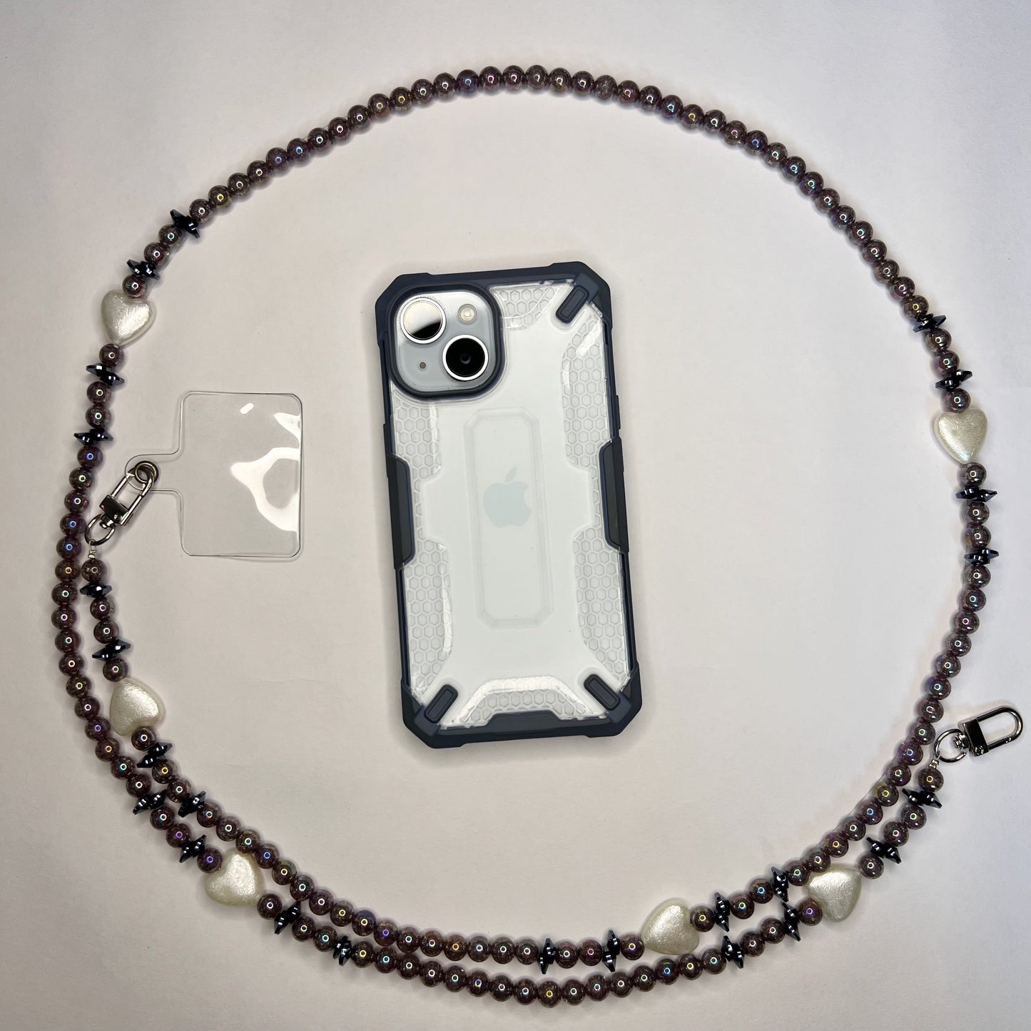 BLACK HEART PHONE CROSS BODY CHAIN