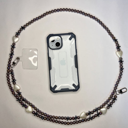 BLACK HEART PHONE CROSS BODY CHAIN