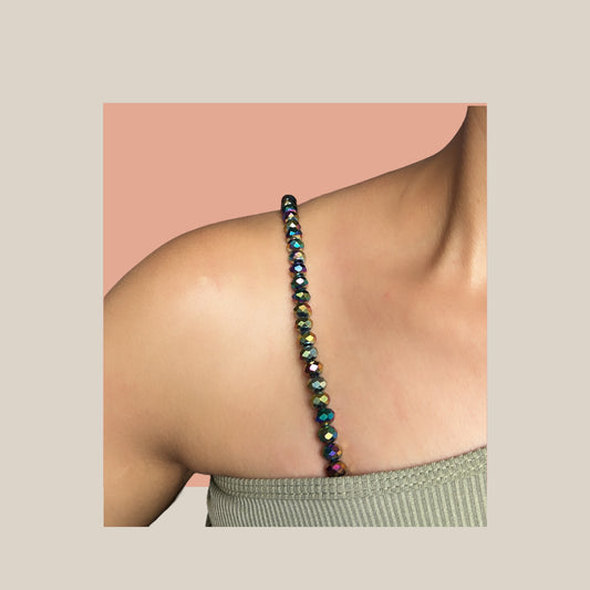 MULTICOLOR GLITTER BOMB BEADED BRA STRAP