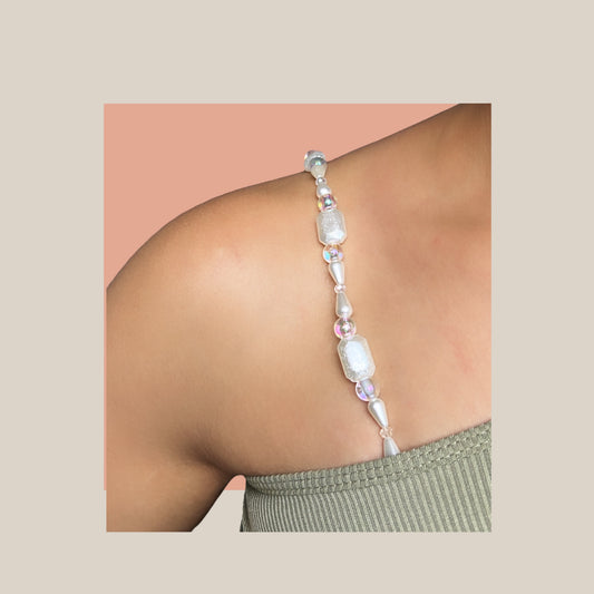 WHITE BEADED BRA STRAP