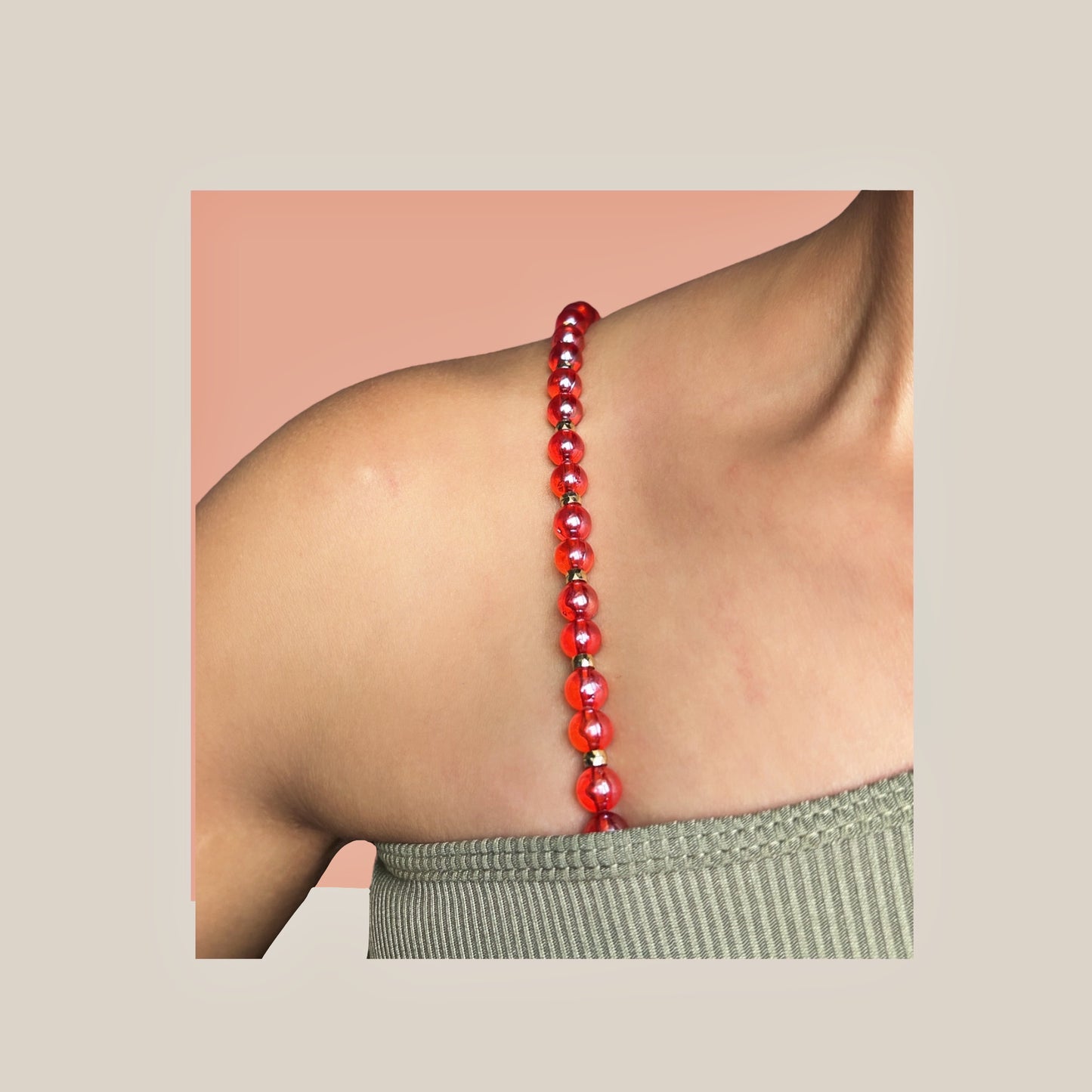 RED-y BEADED BRA STRAP
