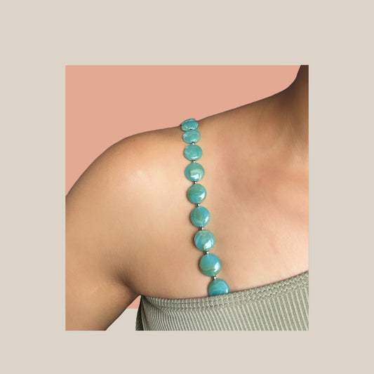 SEA GREEN BEADED BRA STRAP